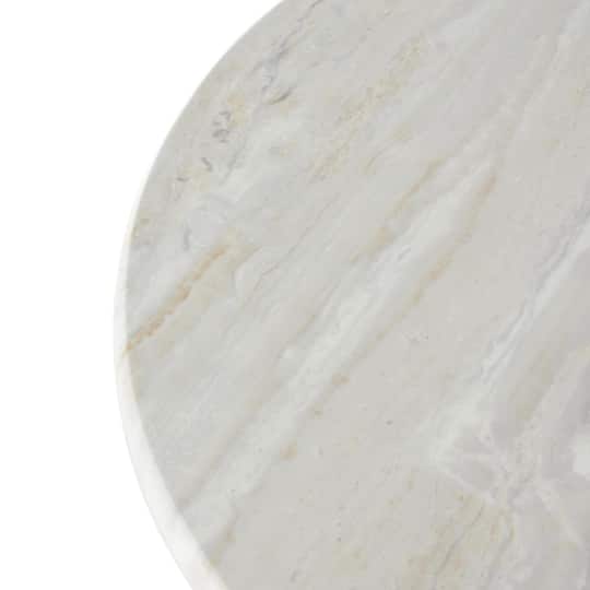 21.5" Black Metal Pedestal Accent Table with Faux White Marble Top